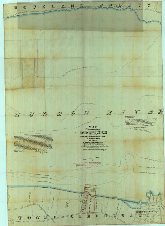 Survey of lands under water for Robert Hoe