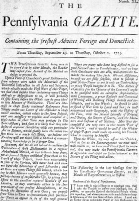 Benjamin Franklin - Title Page of The Pennsylvania Gazette