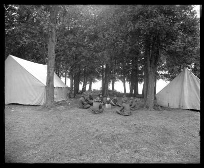 Boy Scouts of America in camp at Cedar Point, St. Lawrence Reservation