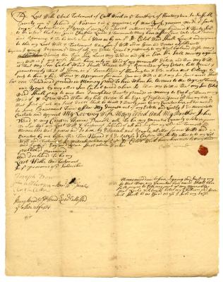 Probated will of Caleb Wood, 1736