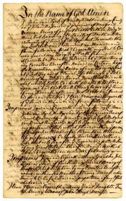 Probated will of John Van Dyck, 1736