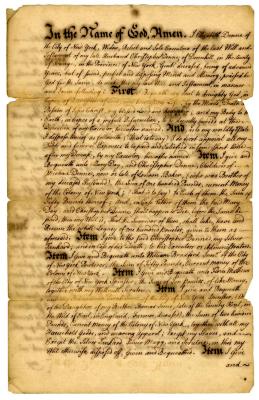 Probated will of Elizabeth Denne, 1736