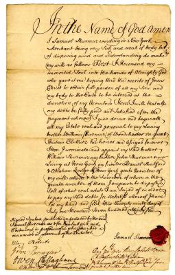 Probated will of Samuel Schurmur, 1736