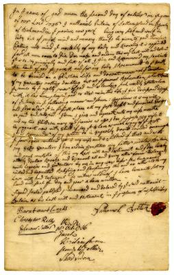 Probated will of Nathaniel Britten, 1736