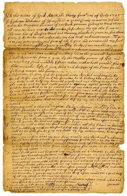 Probated will of Ephraim Valentine, 1737