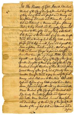 Probated will of Michael Michaels, 1737