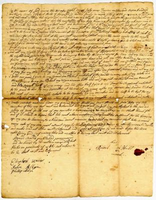 Probated will of Robert Hubs, 1737