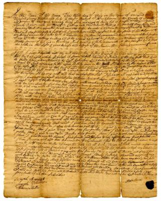 Probated will of Moses Burnet, 1740