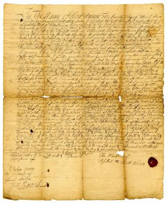 Probated will of Elizabeth Mott, 1739