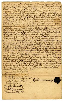 Probated will of Thomas Reeves, 1739