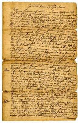 Probated will of Thomas Skillman, 1740