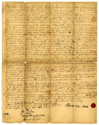 Probated will of Simon Van Ame, 1740