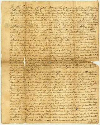 Probated will of William Baker, 1741