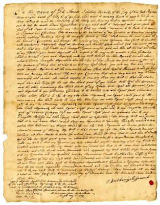 Probated will of Anthony Byvanck, 1741