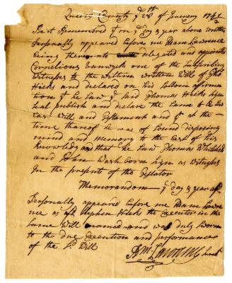 Probated will of Thomas Hicks, 1741