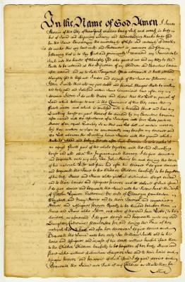 Probated will of Jane Harris, 1741