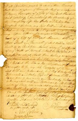 Probated will of Thomas Parmyter, 1741