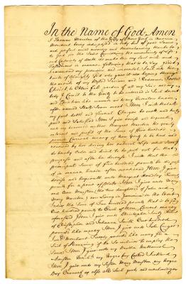 Probated will of Thomas Marston, 1741