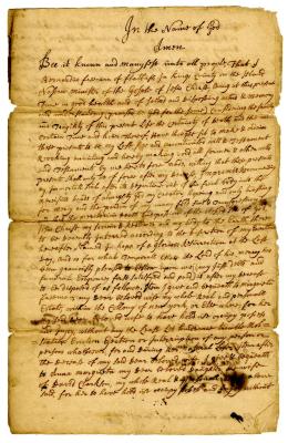 Probated will of Bernardus Freeman, 1742