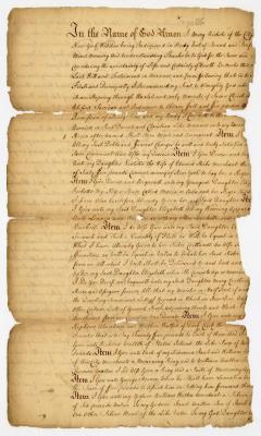 Probated will of Mary Ricketts, 1742