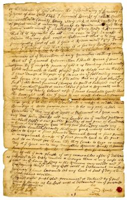 Probated will of Samuel Banks, 1743