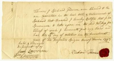 Probated will of Richard Mott, 1743