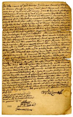 Probated will of William Cornell, 1743