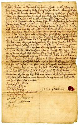 Probated will of John Jackson, 1743