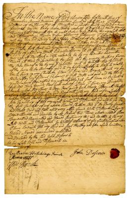 Probated will of John Descow, 1743