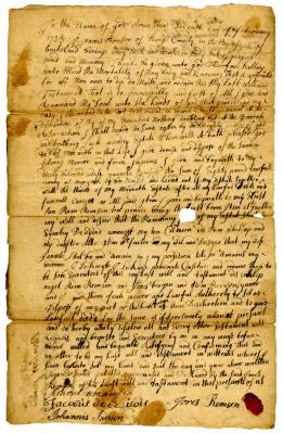 Probated will of Joris Remson, 1743