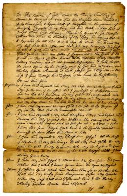 Probated will of Joseph Hall, 1744