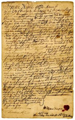 Probated will of William Diaper, 1744