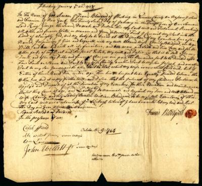 Probated will of Frances Bloodgood, 1744