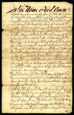 Probated will of Vincent Bodin, 1744