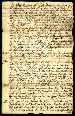 Probated will of Vincentius Antonides, 1744