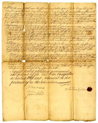 Probated will of John VanGelder, 1743