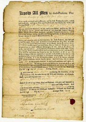 Probated will of John Barker, 1744