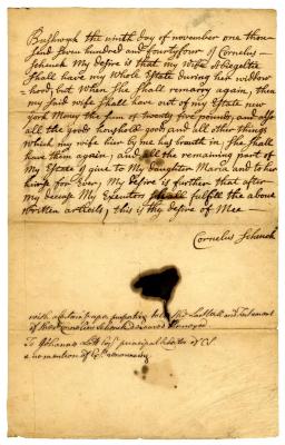 Probated will of Cornelius Schenks, 1744