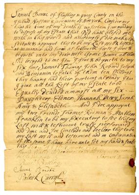 Probated will of Samuel Bowne, 1745