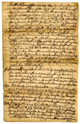 Probated will of Rachel Vincent, 1744