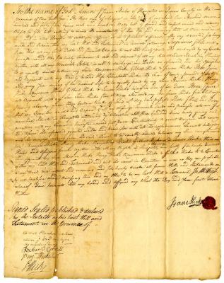 Probated will of Issac Hicks, 1745