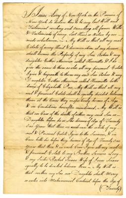 Probated will of Isaac Levy, 1745
