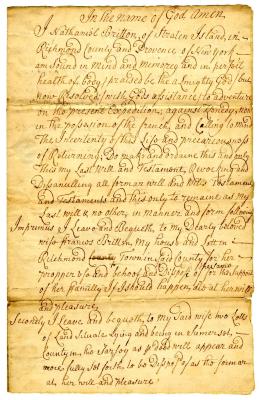 Probated will of Nathaniel Britton, 1746