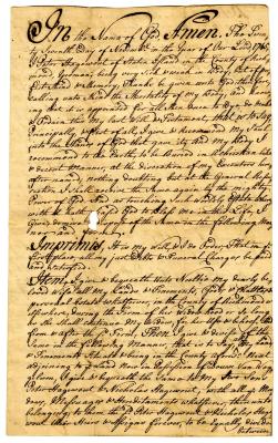 Probated will of Peter Hage, 1746