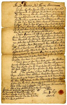 Probated will of Jan Kip, 1746