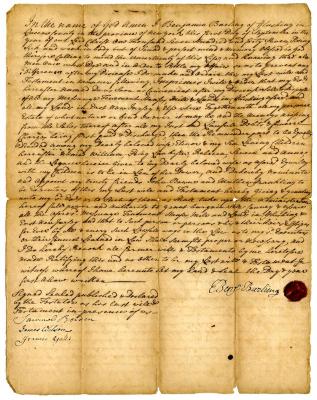 Probated will of Benjamin Burling, 1747