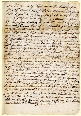 Probated will of Peter Brown, 1747