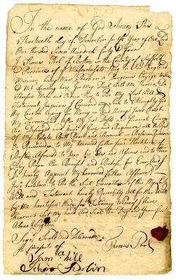 Probated will of Thomas Pool, 1746
