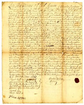 Probated will of Charles Bortner, 1747