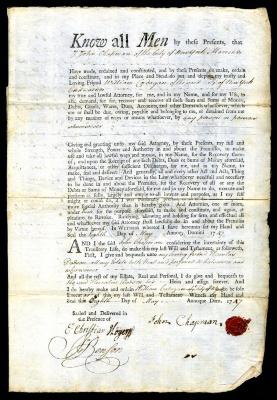 Probated will of John Chapman, 1747